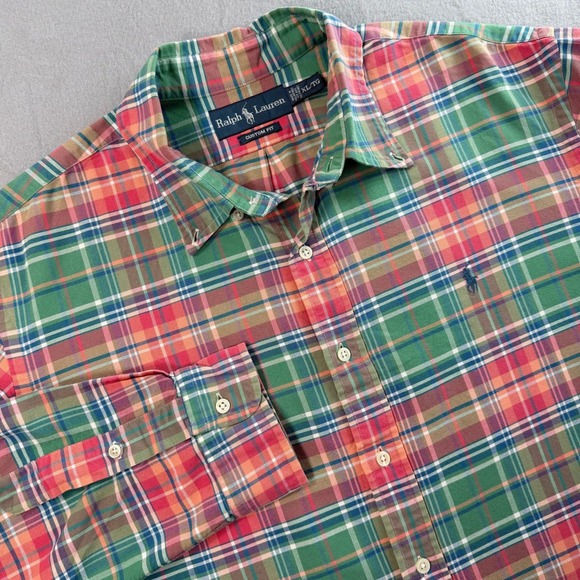 Polo Ralph Lauren Other - Ralph Lauren Button Down Mens XL Green Red Plaid Custom Fit Classic Preppy
